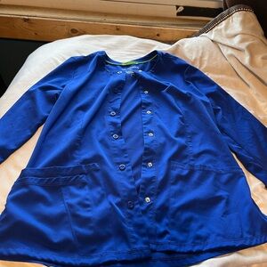 Blue Button-Up scrub jacket